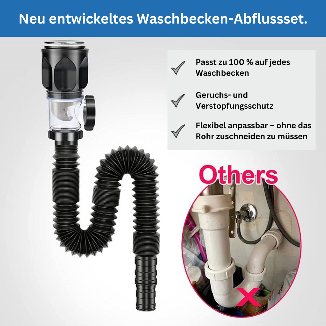 AquaSiphon – Drehbarer, flexibler und geruchsloser Wasserabfluss